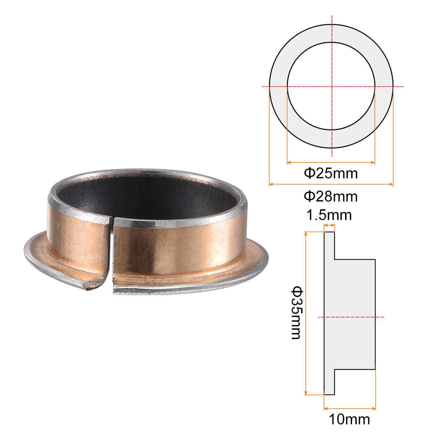 Harfington Flanged Sleeve Bearings Flange Thickness Wrapped Oilless Bushings