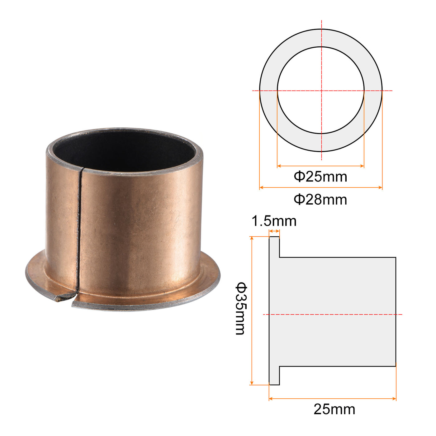 Harfington Flanged Sleeve Bearings Flange Thickness Wrapped Oilless Bushings