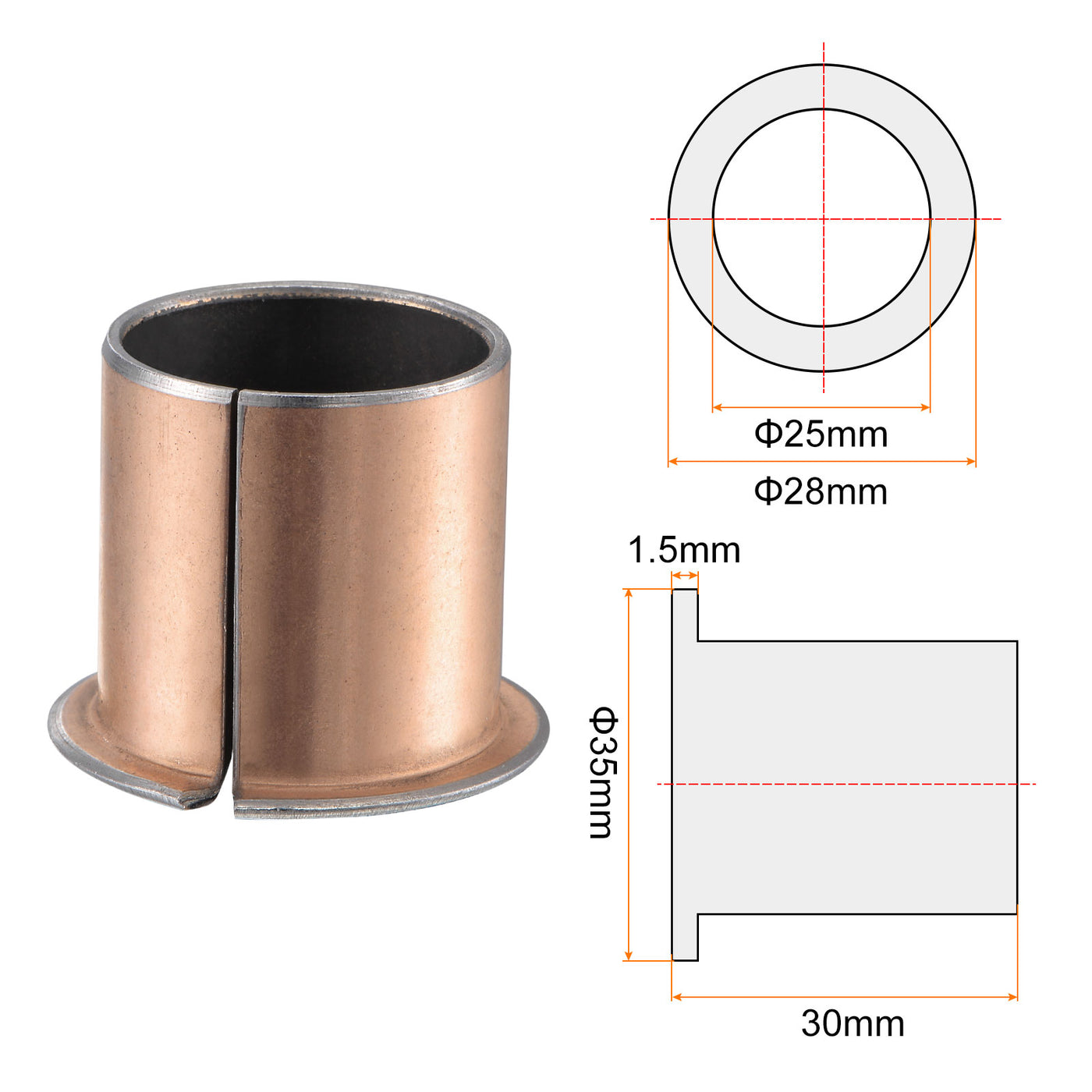 Harfington Flanged Sleeve Bearings Flange Thickness Wrapped Oilless Bushings