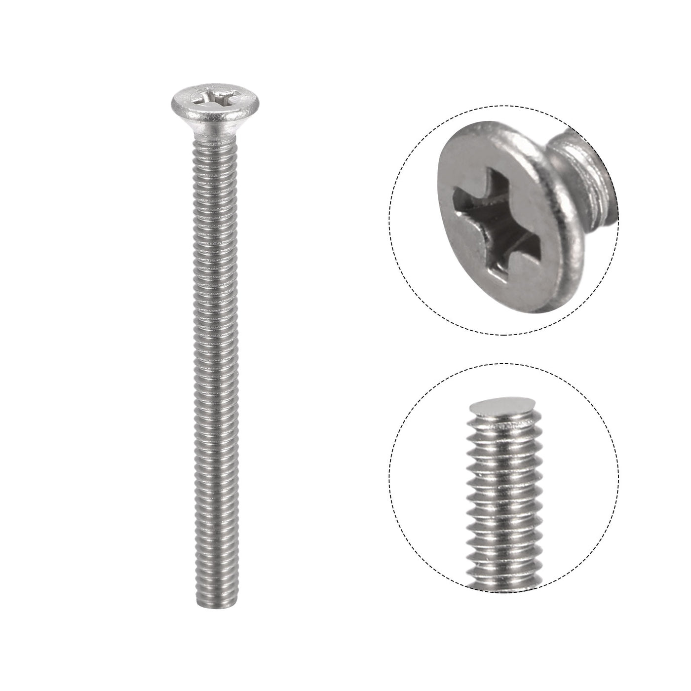 Harfington Flat Head Machine Screw Phillips, 304 Stainless Steel Bolts,