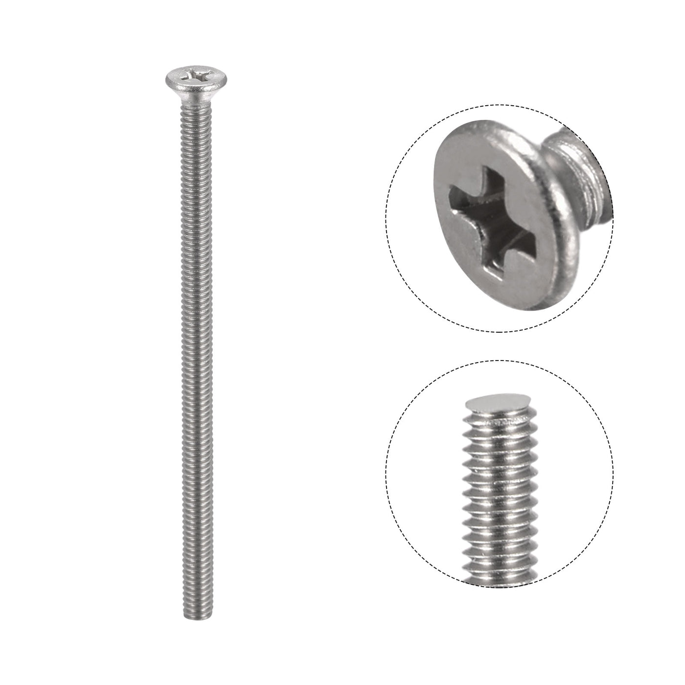 Harfington Flat Head Machine Screw, Phillips 304 Stainless Steel Bolts,