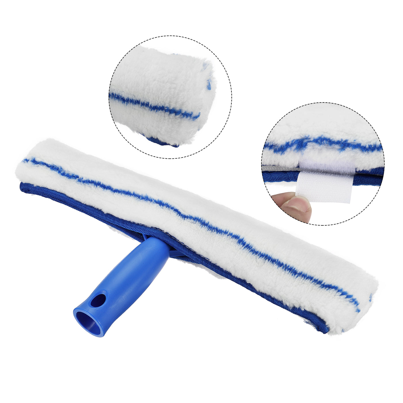 Harfington 14 Inch Shower Squeegee Microfiber Scrubber Window Cleaning Kit Blue