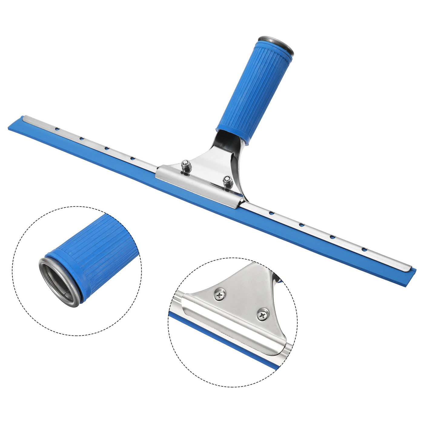 Harfington 14 Inch Shower Squeegee Microfiber Scrubber Window Cleaning Kit Blue