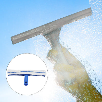 Harfington 14 Inch Shower Squeegee Microfiber Scrubber Window Cleaning Kit Blue