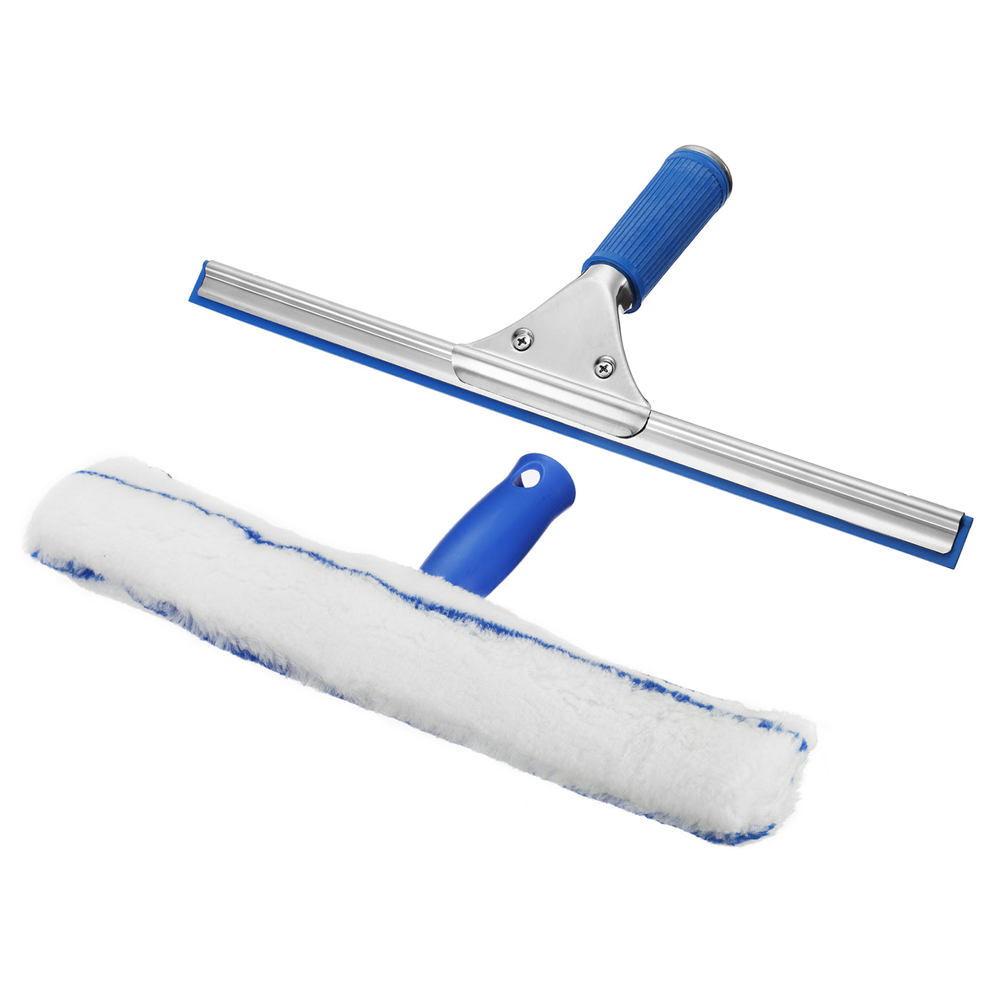 Harfington 14 Inch Shower Squeegee Microfiber Scrubber Window Cleaning Kit Blue