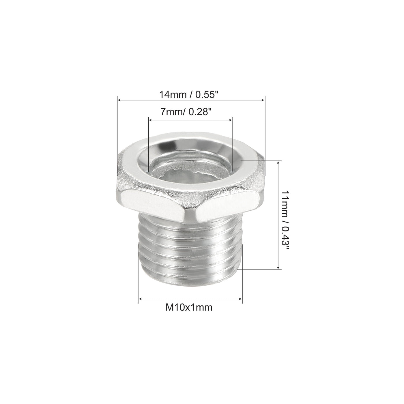 Harfington Lamp Rod 11mm Long M10 Thread Pipe Hexagon Countersunk Flat Head for Chandelier, Galvanized Iron Pack of 10