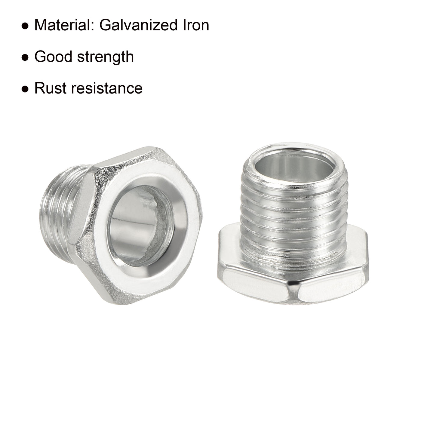 Harfington Lamp Rod 11mm Long M10 Thread Pipe Hexagon Countersunk Flat Head for Chandelier, Galvanized Iron Pack of 10