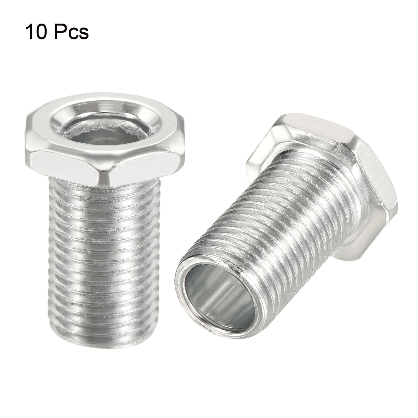 Harfington Lamp Rod 20mm Long M10 Thread Pipe Hexagon Countersunk Flat Head for Chandelier, Galvanized Iron Pack of 10