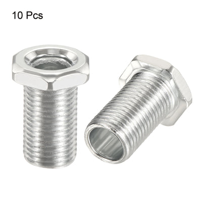 Harfington Lamp Rod 20mm Long M10 Thread Pipe Hexagon Countersunk Flat Head for Chandelier, Galvanized Iron Pack of 10