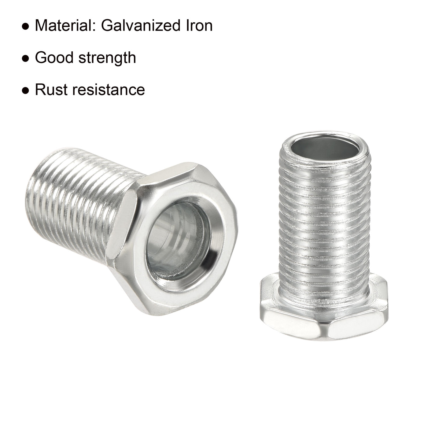 Harfington Lamp Rod 20mm Long M10 Thread Pipe Hexagon Countersunk Flat Head for Chandelier, Galvanized Iron Pack of 10