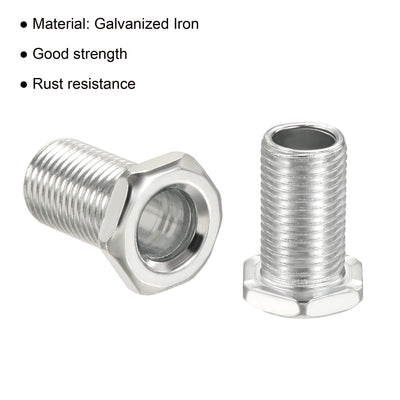 Harfington Lamp Rod 20mm Long M10 Thread Pipe Hexagon Countersunk Flat Head for Chandelier, Galvanized Iron Pack of 10