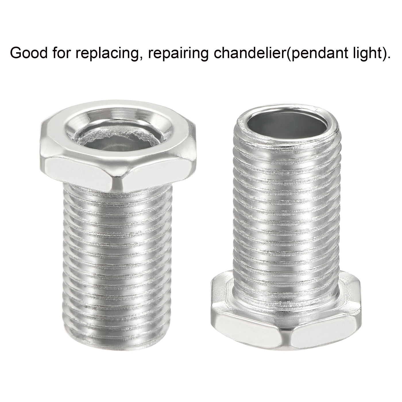 Harfington Lamp Rod 20mm Long M10 Thread Pipe Hexagon Countersunk Flat Head for Chandelier, Galvanized Iron Pack of 10