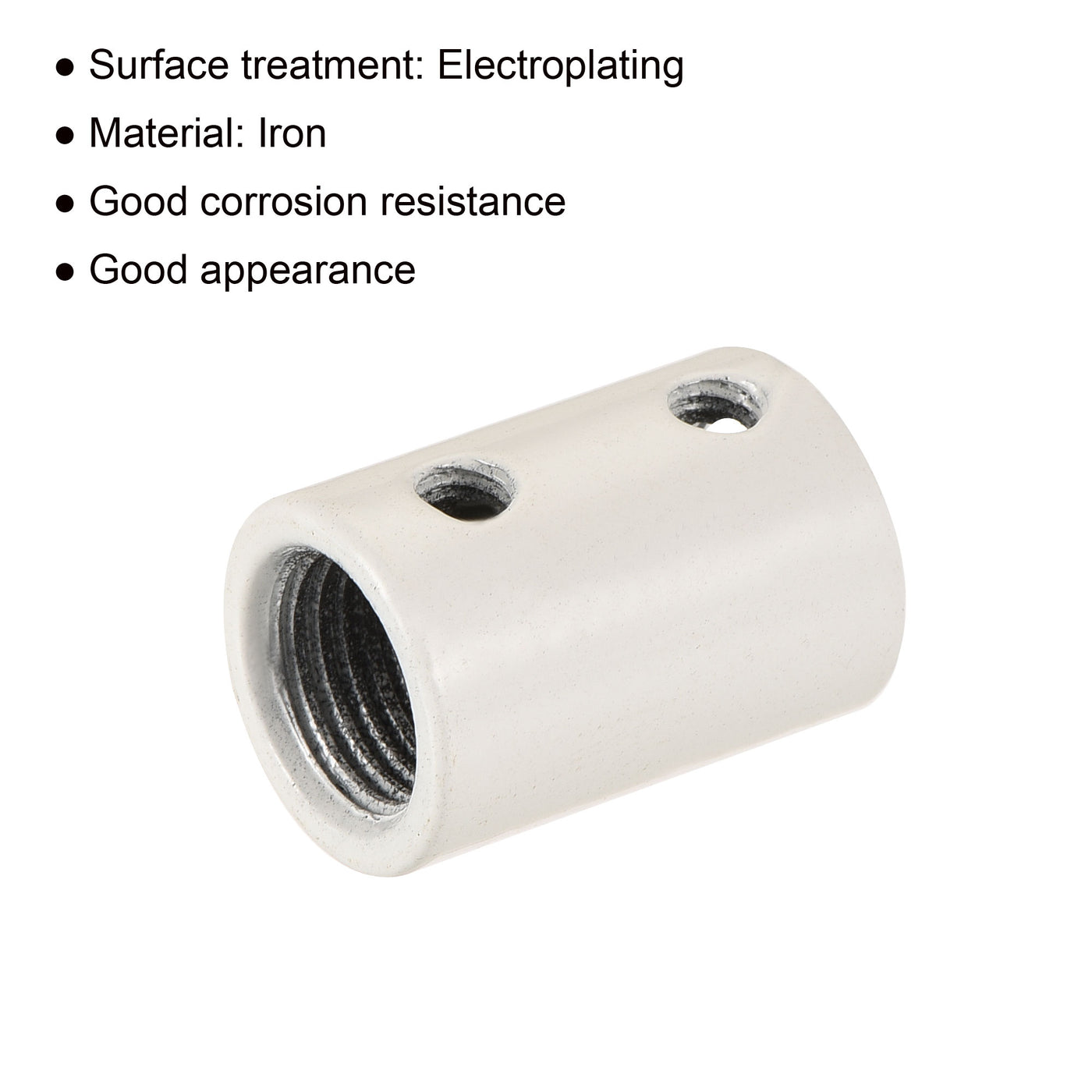 Harfington Round Coupling Nut M10 M4 Thread Sleeve Stud Rod Adaptor Pipe Connector White Pack of 4