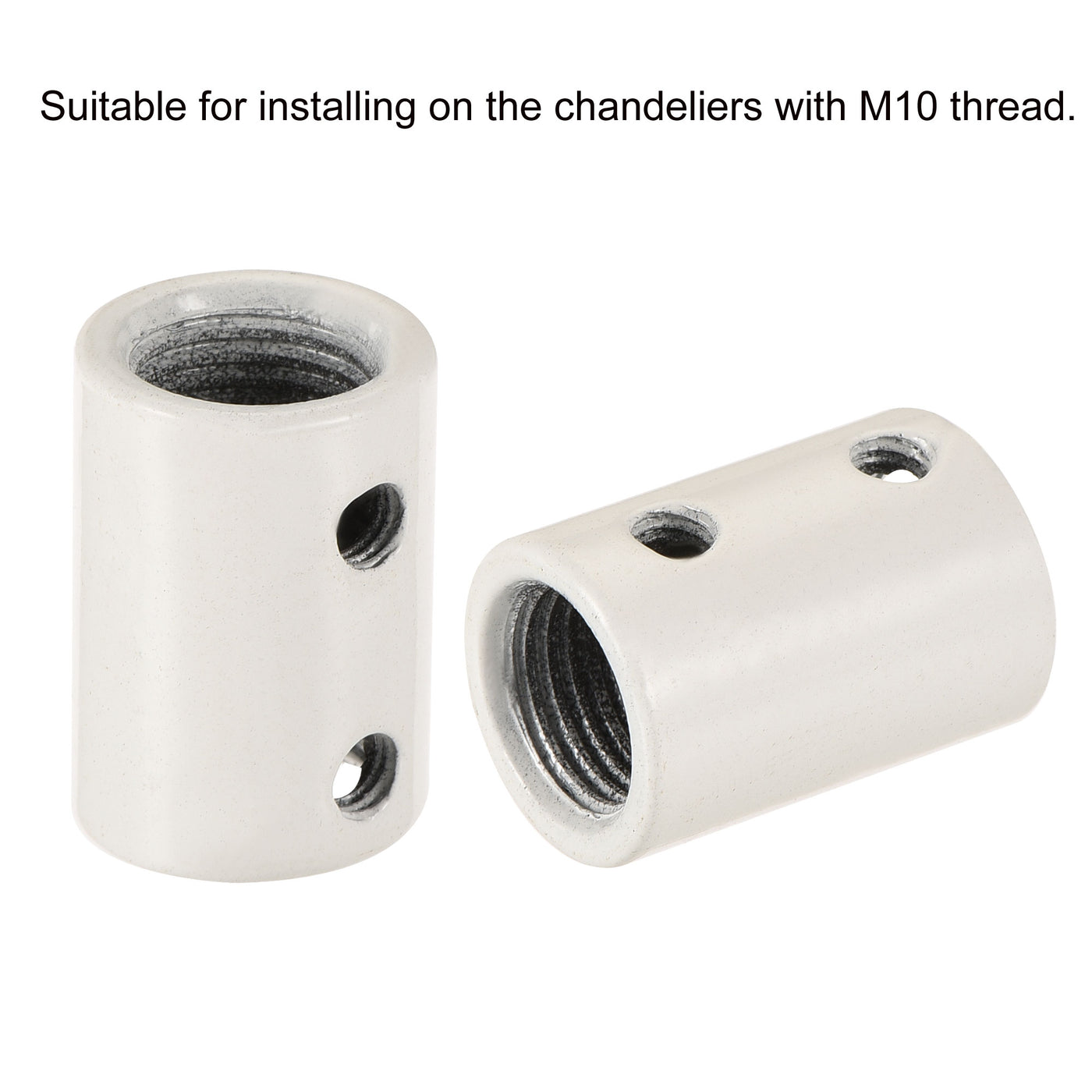 Harfington Round Coupling Nut M10 M4 Thread Sleeve Stud Rod Adaptor Pipe Connector White Pack of 4