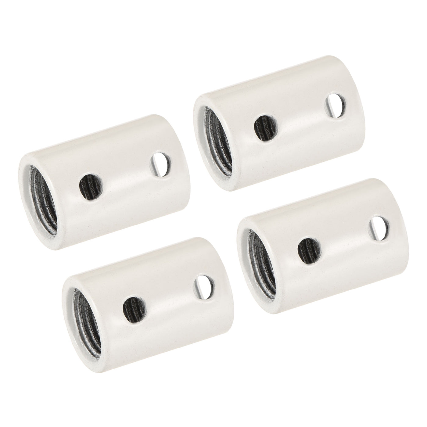 Harfington Round Coupling Nut M10 M4 Thread Sleeve Stud Rod Adaptor Pipe Connector White Pack of 4