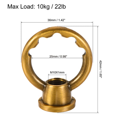 Harfington Eye Nut 10kg Max Load M10 Thread Ring Shape Female Loop for Hanging Lamp Chandelier, Gold Bronze
