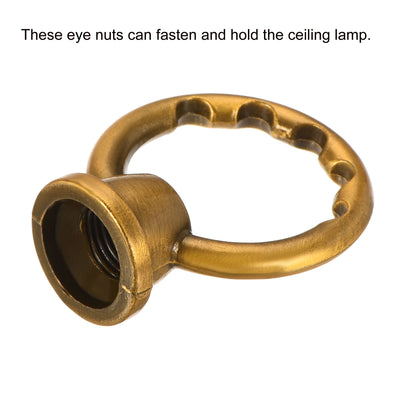 Harfington Eye Nut 10kg Max Load M10 Thread Ring Shape Female Loop for Hanging Lamp Chandelier, Gold Bronze