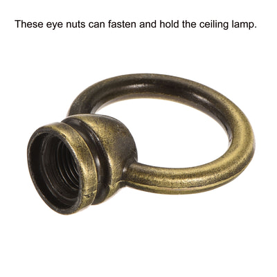 Harfington Eye Nut 15kg Max Load 36x43mm M10 Thread Ring Shape Female Loop for Hanging Lamp Chandelier, Bronze Pack of 2