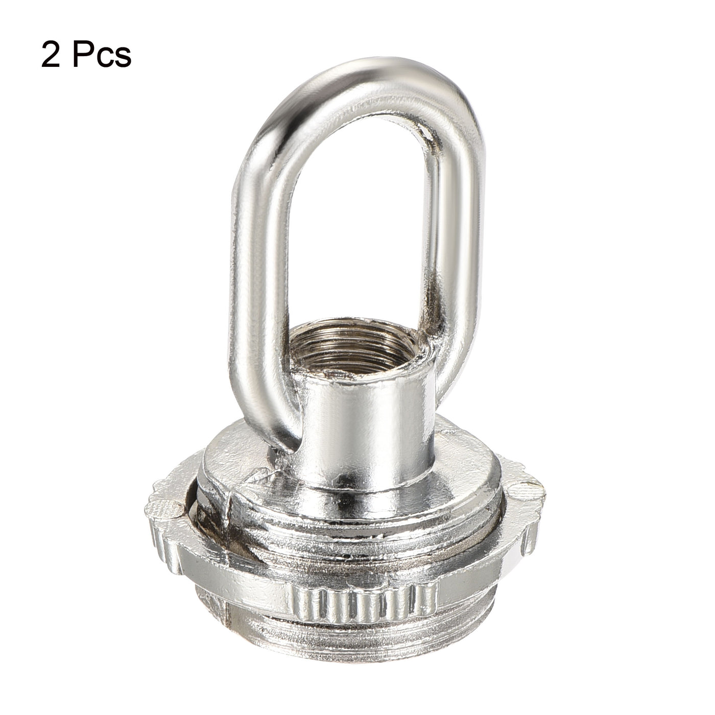 Harfington Eye Nut 25kg Max Load 30x44mm M10 Thread Ring Shape Female Loop for Hanging Lamp Chandelier, Silver Tone Pack of 2