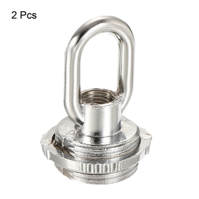 Harfington Eye Nut 25kg Max Load 30x44mm M10 Thread Ring Shape Female Loop for Hanging Lamp Chandelier, Silver Tone Pack of 2