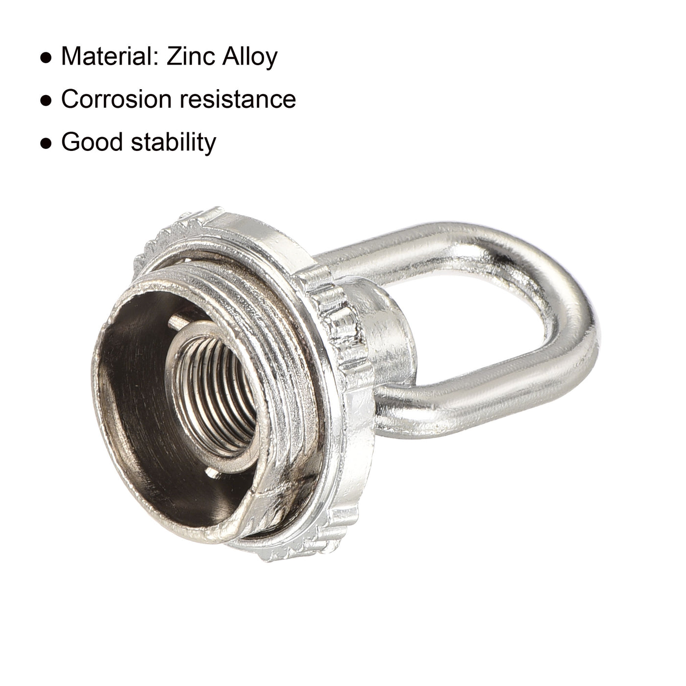 Harfington Eye Nut 25kg Max Load 30x44mm M10 Thread Ring Shape Female Loop for Hanging Lamp Chandelier, Silver Tone Pack of 2