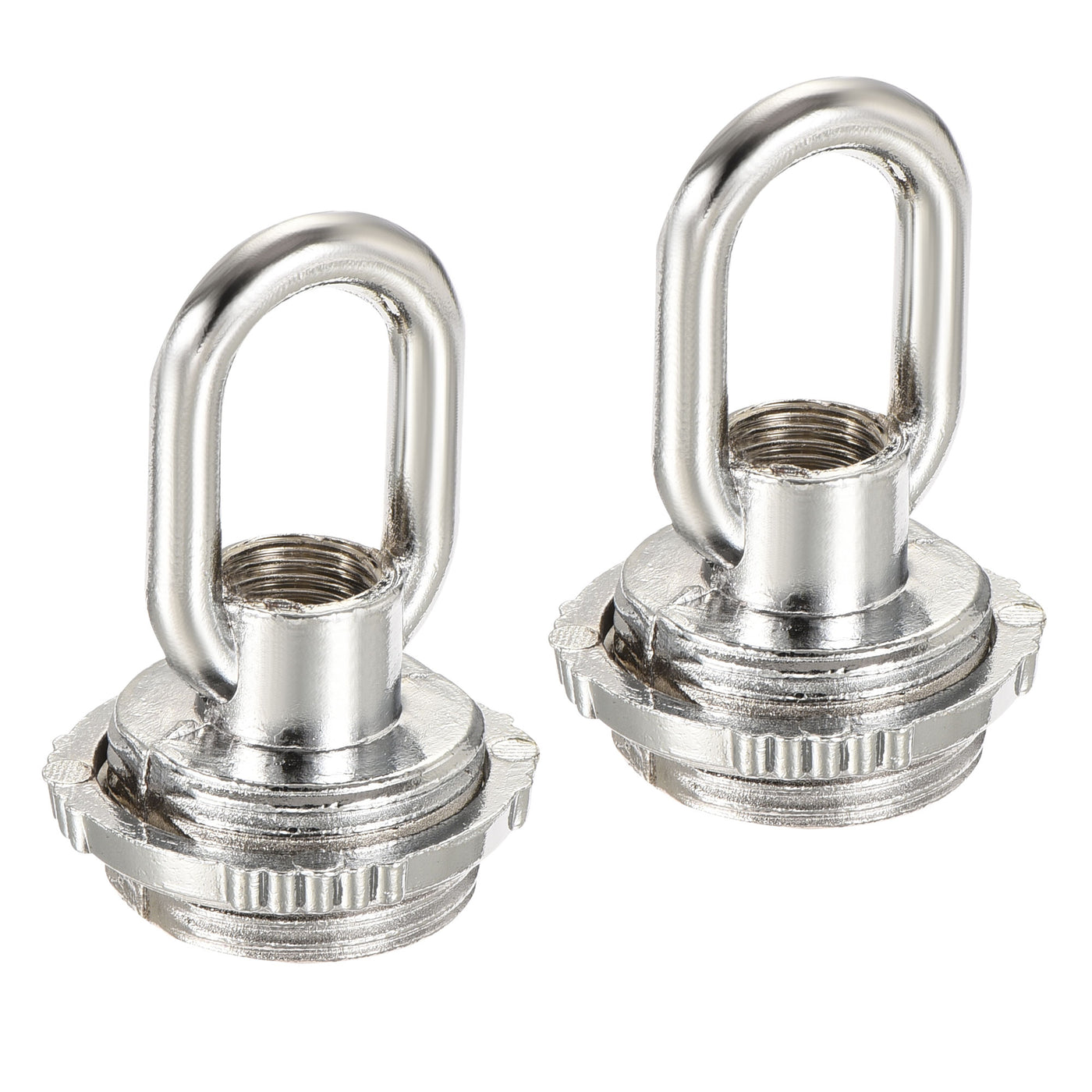 Harfington Eye Nut 25kg Max Load 30x44mm M10 Thread Ring Shape Female Loop for Hanging Lamp Chandelier, Silver Tone Pack of 2