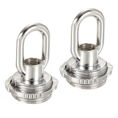 Harfington Eye Nut 25kg Max Load 30x44mm M10 Thread Ring Shape Female Loop for Hanging Lamp Chandelier, Silver Tone Pack of 2