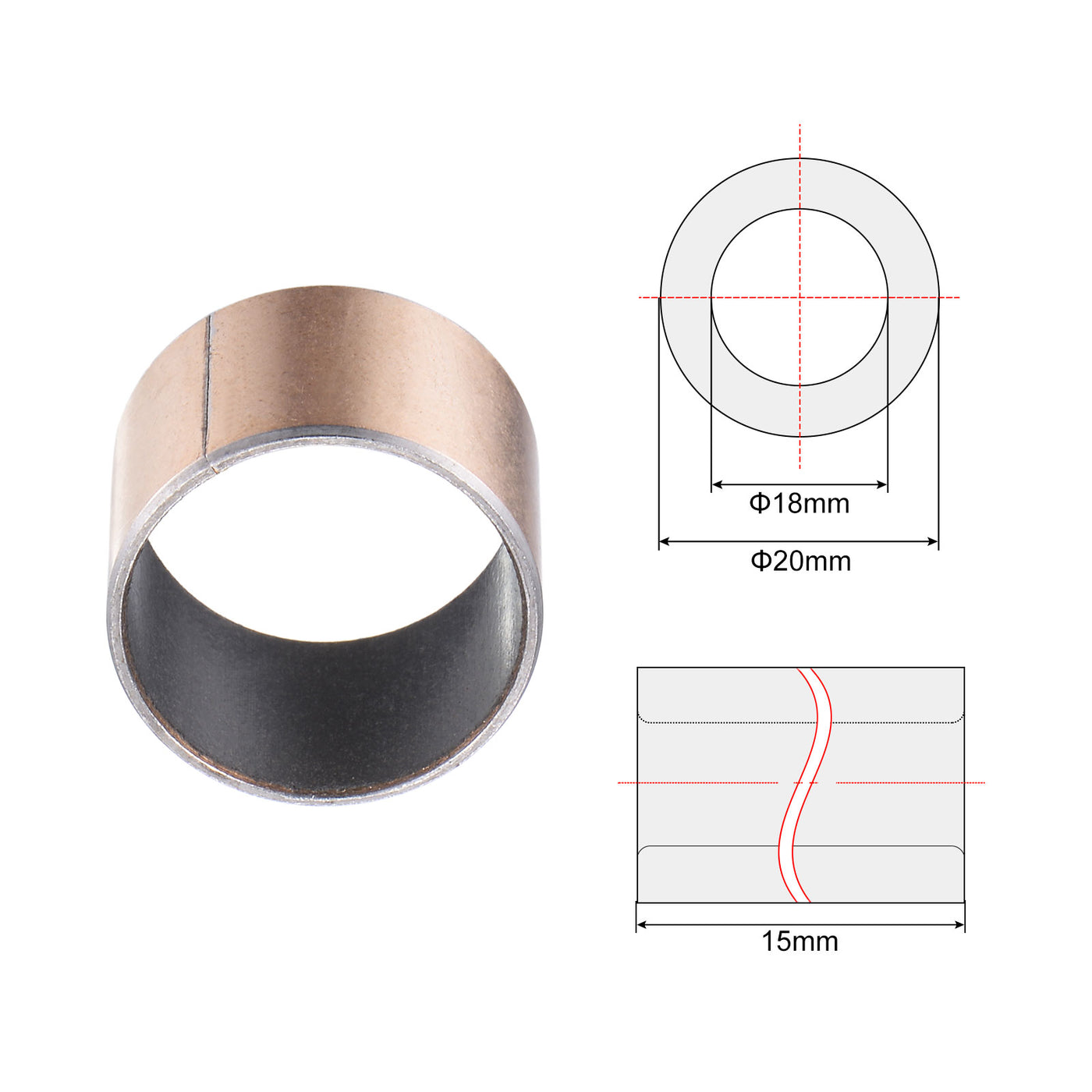 uxcell Uxcell Sleeve Bearing Length Plain Bearings Wrapped Oilless Bushings