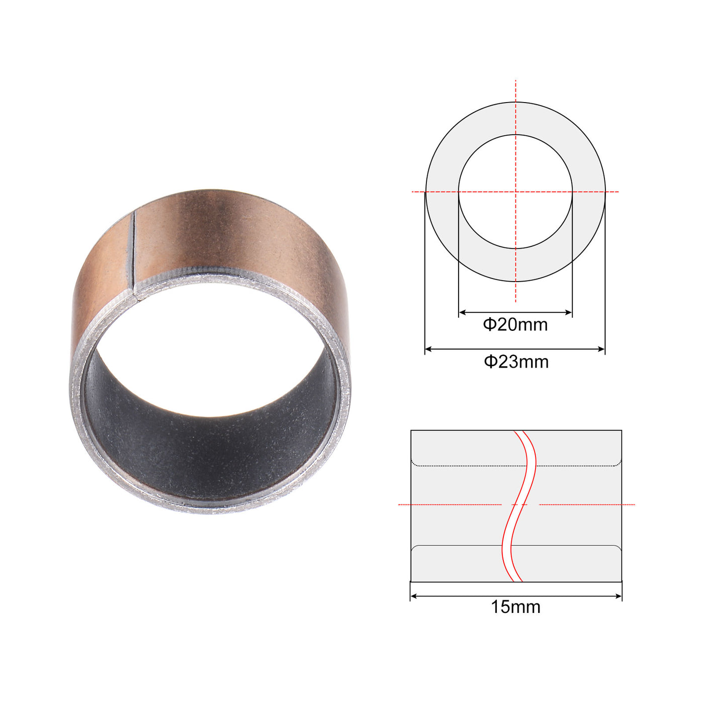 uxcell Uxcell Sleeve Bearing Length Plain Bearings Wrapped Oilless Bushings