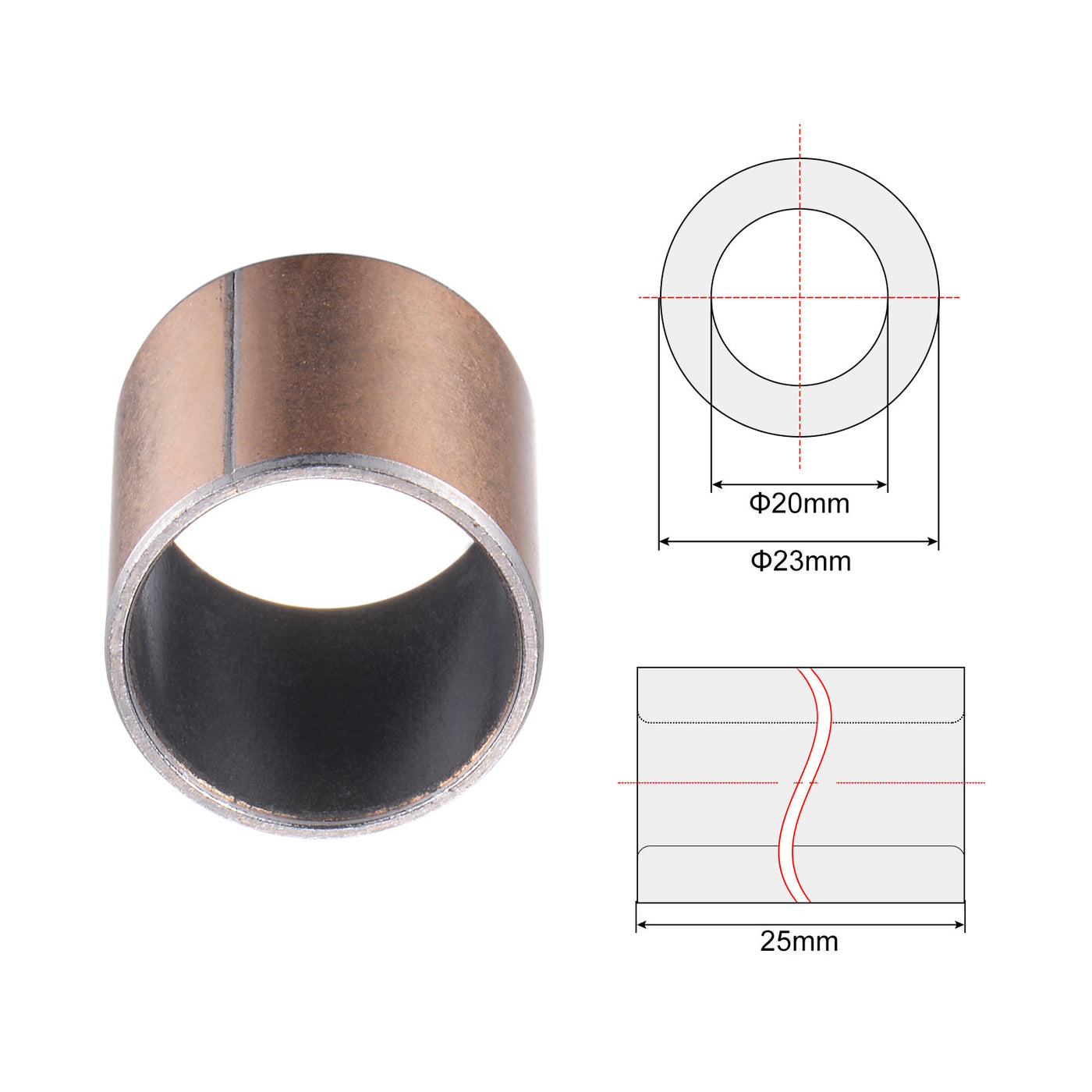 uxcell Uxcell Sleeve Bearing Length Plain Bearings Wrapped Oilless Bushings