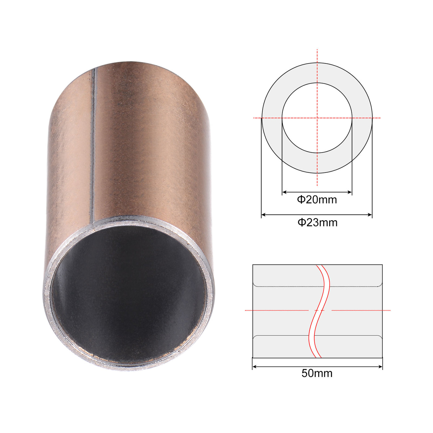 uxcell Uxcell Sleeve Bearing Length Plain Bearings Wrapped Oilless Bushings