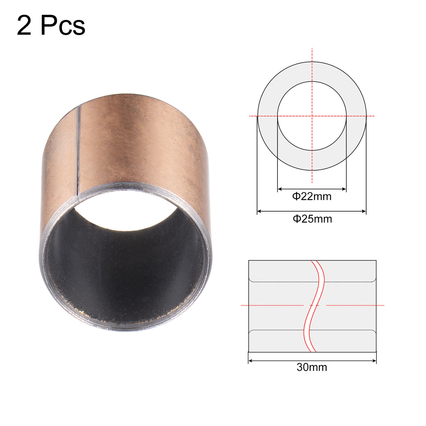 uxcell Uxcell Sleeve Bearing Bore Plain Bearings Wrapped Oilless Bushing