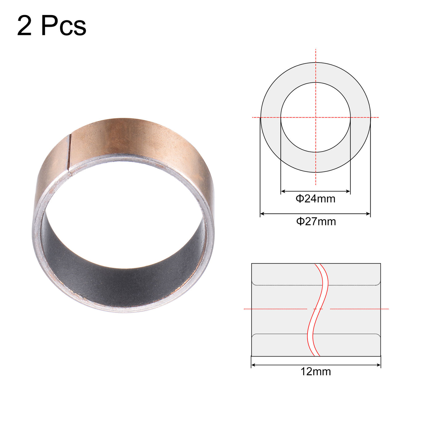 uxcell Uxcell Sleeve Bearing Bore Plain Bearings Wrapped Oilless Bushing