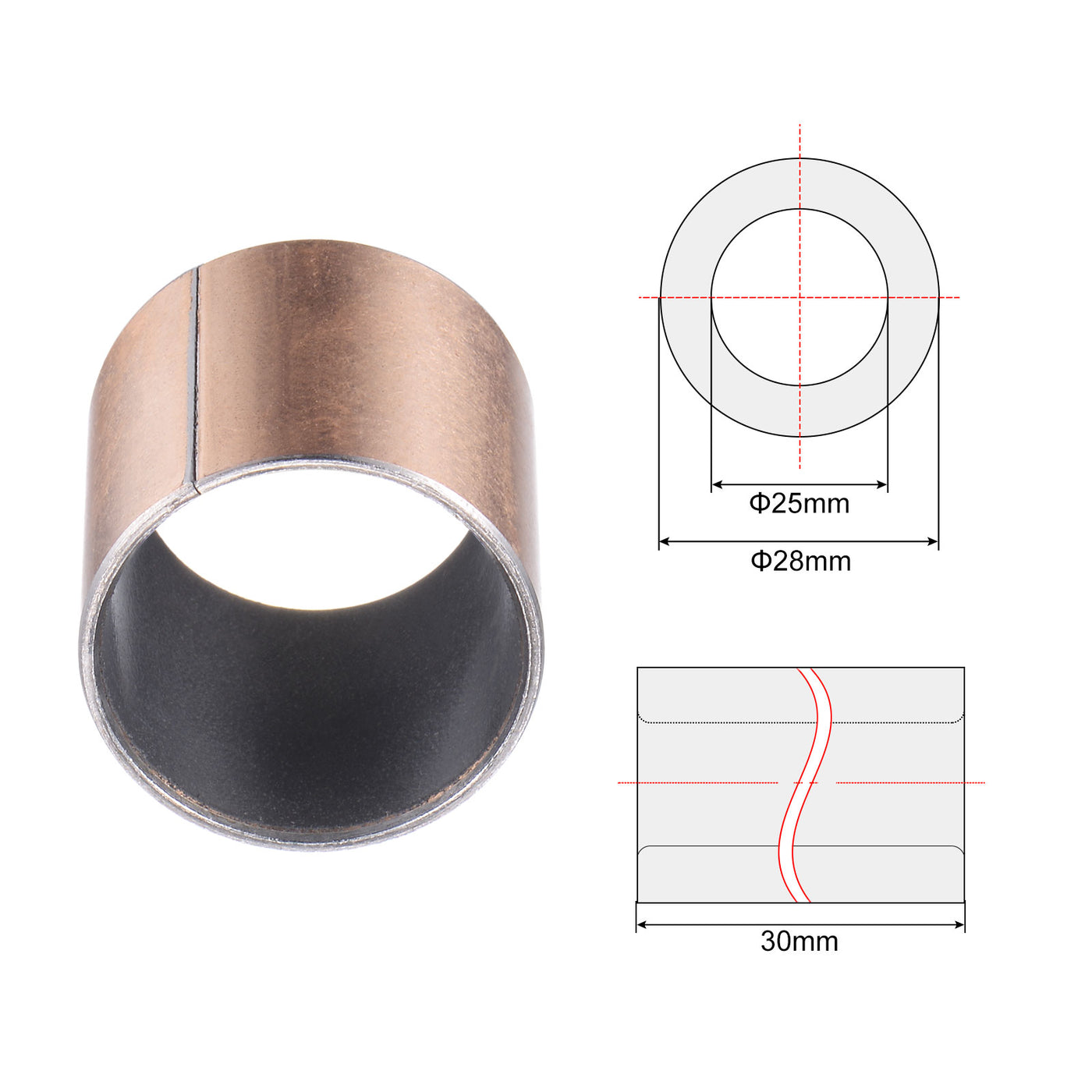 uxcell Uxcell Sleeve Bearing Length Plain Bearings Wrapped Oilless Bushings