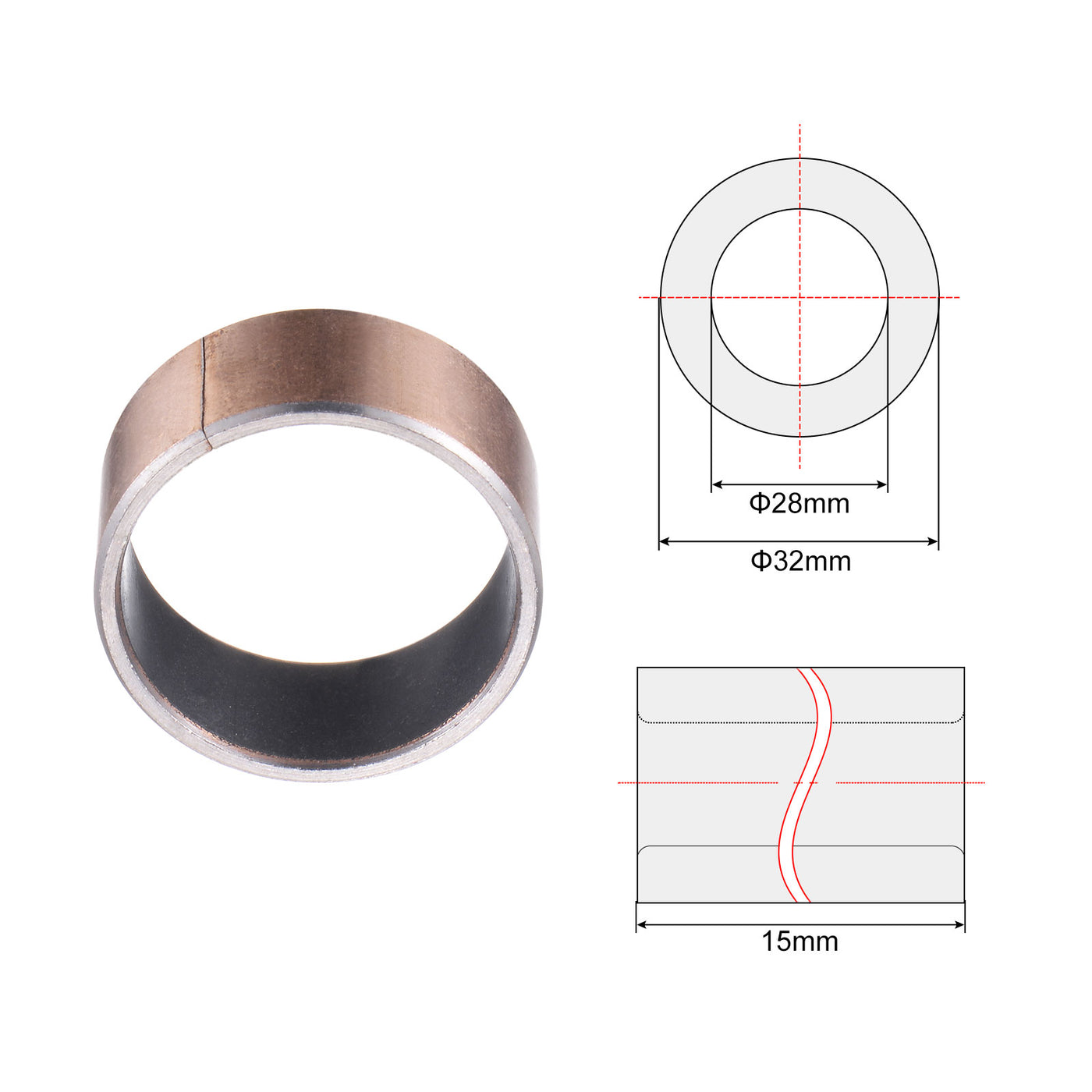 uxcell Uxcell Sleeve Bearing Length Plain Bearings Wrapped Oilless Bushings
