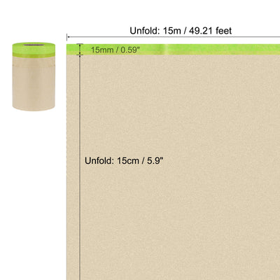 Harfington Pre-Taped Masking Film Brown Paper with Medium-Tack Tape