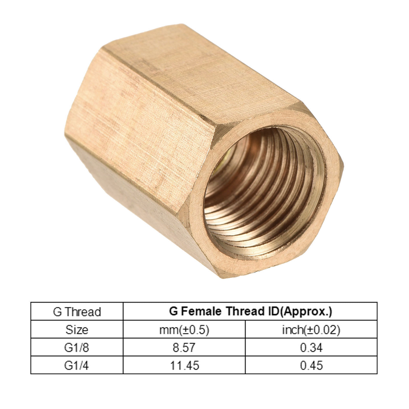 Harfington Brass Reducer Pipe Fitting G1/4 x G1/8 Female Thread Hex Coupling Connector Adapter