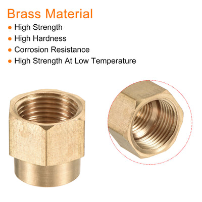 Harfington Brass Reducer Pipe Fitting G1/2 x G3/8 Female Thread Hex Coupling Connector Adapter