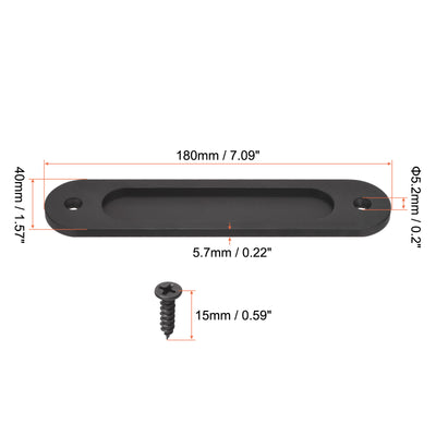 Harfington Finger Flush Pull Handle 180x40x5.7mm Oval for Drawer Door Black 2pcs