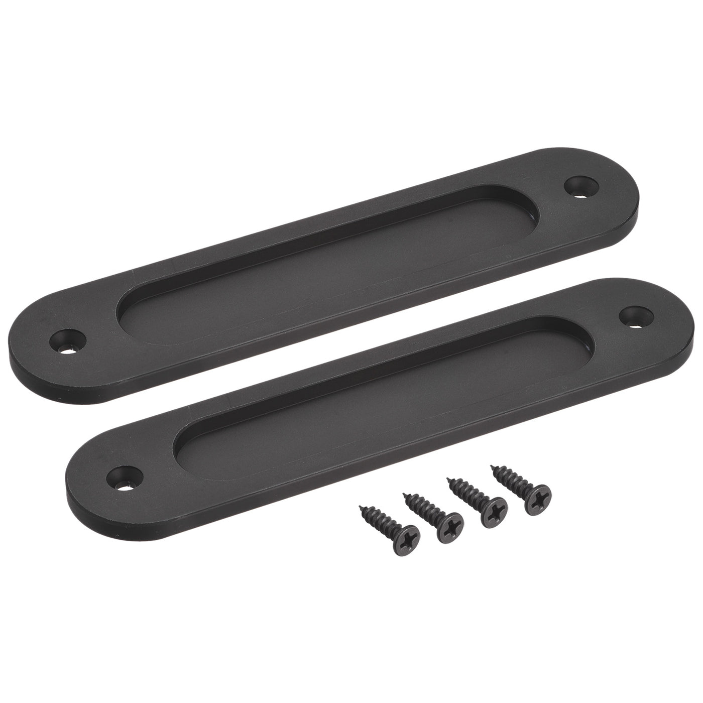 Harfington Finger Flush Pull Handle 180x40x5.7mm Oval for Drawer Door Black 2pcs