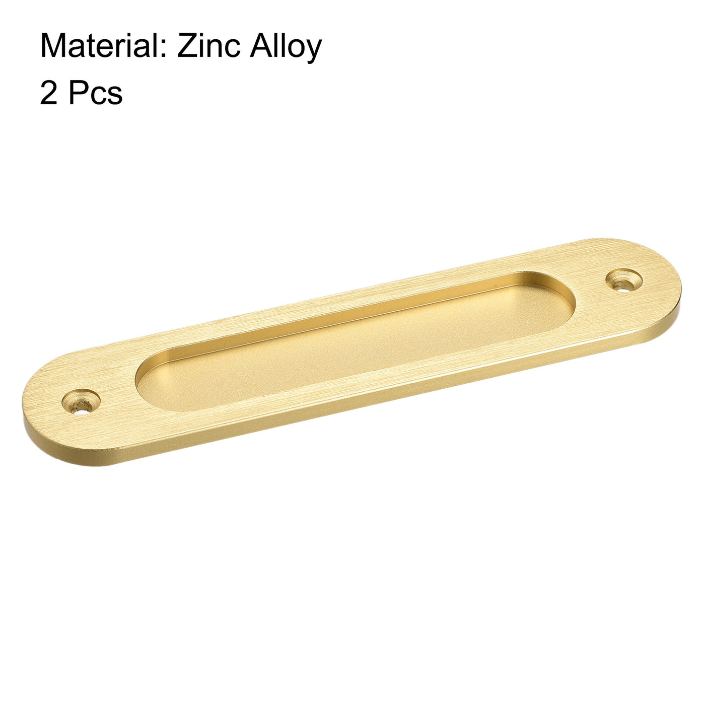 Harfington Finger Flush Pull Handle 180x40x5.7mm Oval for Drawer Door Bright Gold 2pcs