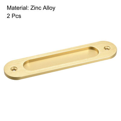 Harfington Finger Flush Pull Handle 180x40x5.7mm Oval for Drawer Door Bright Gold 2pcs