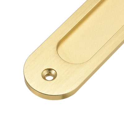 Harfington Finger Flush Pull Handle 180x40x5.7mm Oval for Drawer Door Bright Gold 2pcs