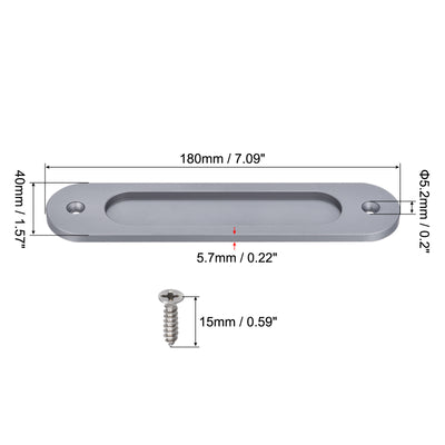 Harfington Finger Flush Pull Handle 180x40x5.7mm Oval for Drawer Door Grey