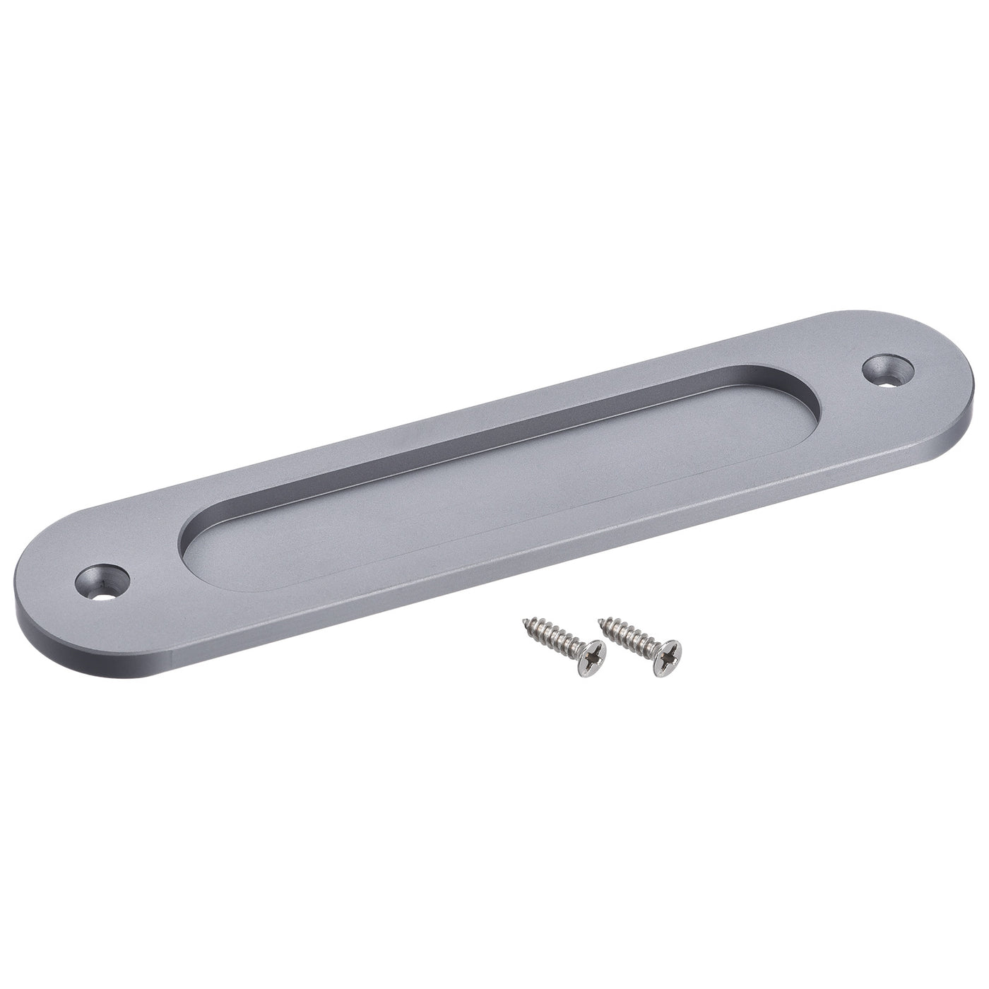 Harfington Finger Flush Pull Handle 180x40x5.7mm Oval for Drawer Door Grey