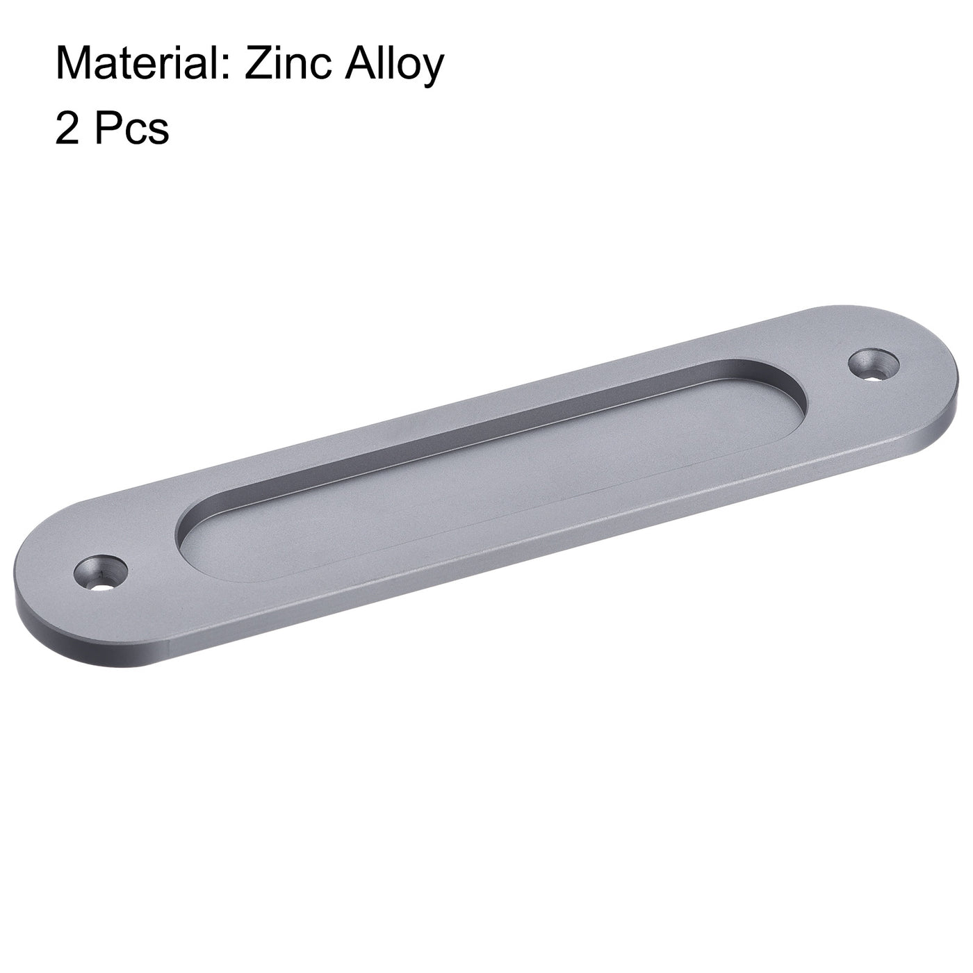 Harfington Finger Flush Pull Handle 180x40x5.7mm Oval for Drawer Door Grey 2pcs