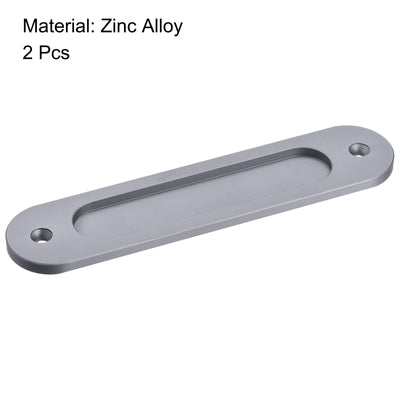Harfington Finger Flush Pull Handle 180x40x5.7mm Oval for Drawer Door Grey 2pcs