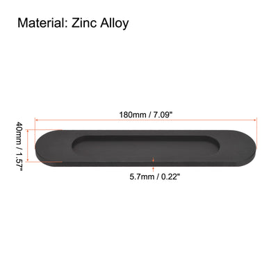 Harfington Finger Flush Pull Handle 180x40x5.7mm Oval with Sticker Black