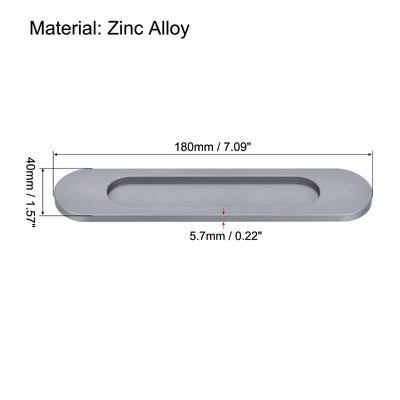 Harfington Finger Flush Pull Handle 180x40x5.7mm Oval with Sticker Grey