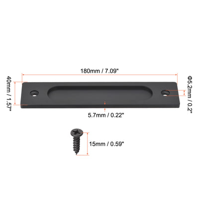 Harfington Finger Flush Pull Handle 180x40x5.7mm Rectangle for Drawer Door Black